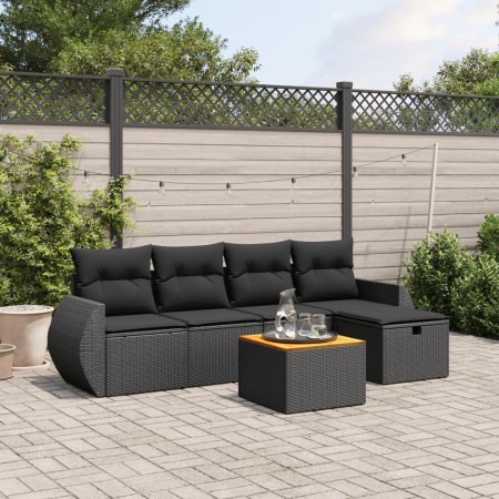Set de sofás de jardín 6 piezas y cojines ratán sintético negro by vidaXL, Garden sets - Ref: Foro24-3265052, Price: 362,88 €...