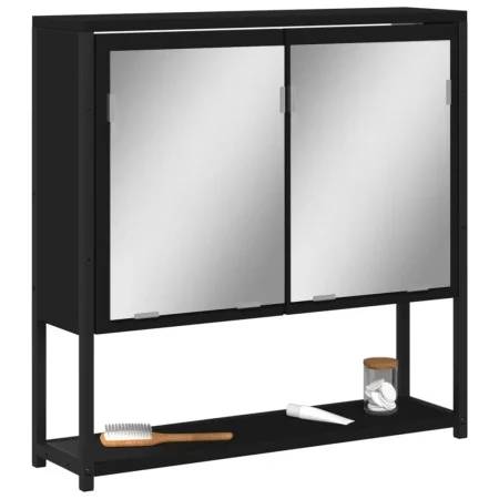 Schwarzer Badezimmerschrank mit Spiegel aus Holzwerkstoff 60x16x60 cm. von vidaXL, Badezimmerwaschtische - Ref: Foro24-842421...