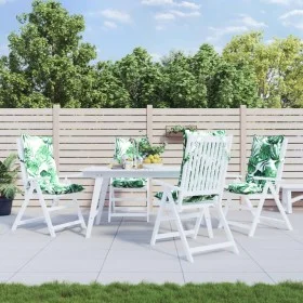 Vier Stück hohe Rückenkissen für Stühle aus bedrucktem Oxford-Stoff mit Blattmuster. von vidaXL, Kissen für Stühle und Sofas ...