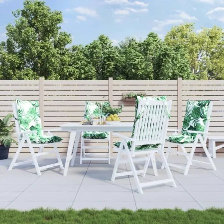 Vier Stück hohe Rückenkissen für Stühle aus bedrucktem Oxford-Stoff mit Blattmuster. von vidaXL, Kissen für Stühle und Sofas ...