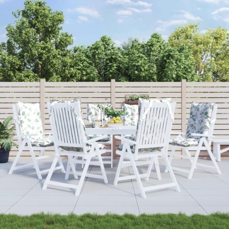 Hochlehner-Stuhlkissen, 6 Stück, aus bedrucktem Oxford-Stoff mit Blattmuster. von vidaXL, Kissen für Stühle und Sofas - Ref: ...