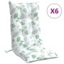 Hochlehner-Stuhlkissen, 6 Stück, aus bedrucktem Oxford-Stoff mit Blattmuster. von vidaXL, Kissen für Stühle und Sofas - Ref: ...
