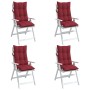 Cojines de silla con respaldo alto 4 uds tela Oxford rojo tinto