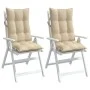 Stuhlkissen mit hoher Rückenlehne, 2 Stück, Oxford-Stoff in Beige. von vidaXL, Kissen für Stühle und Sofas - Ref: Foro24-3776...