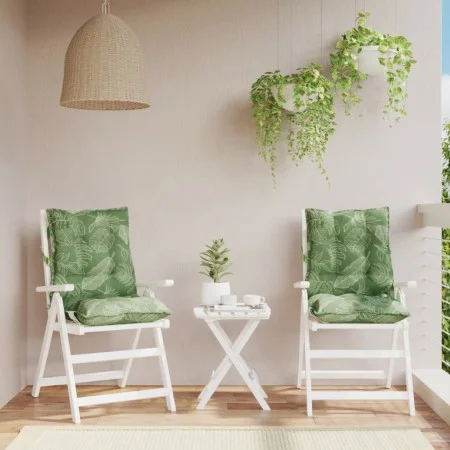 Cojines de silla de respaldo bajo 2 uds tela estampado de hojas by vidaXL, Cushions for chairs and sofas - Ref: Foro24-377728...