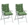 Cojines de silla de respaldo bajo 2 uds tela estampado de hojas by vidaXL, Cushions for chairs and sofas - Ref: Foro24-377728...