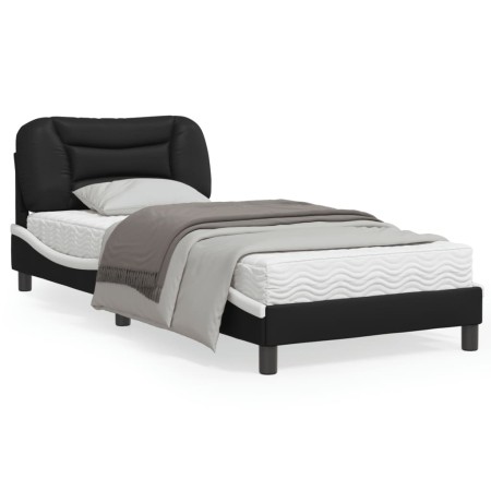 Bett mit schwarz-weißem Kunstleder-Kopfteil 80x200 cm von vidaXL, Betten und Lattenroste - Ref: Foro24-3207965, Preis: 152,58...