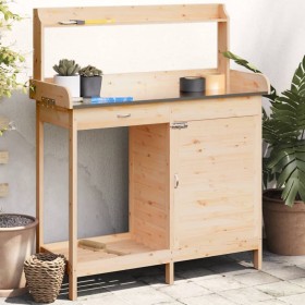 Mesa para macetas con armario madera de abeto 110,5x45x124,5 cm