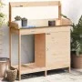 Mesa para macetas con armario madera de abeto 110,5x45x124,5 cm by vidaXL, Pot stands - Ref: Foro24-156343, Price: 125,37 €, ...