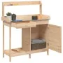 Mesa para macetas con armario madera de abeto 110,5x45x124,5 cm by vidaXL, Pot stands - Ref: Foro24-156343, Price: 125,37 €, ...