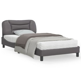 Bed frame with gray synthetic leather headboard 100x200 cm by vidaXL, Beds and slatted bases - Ref: Foro24-3207984, Price: 14...