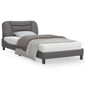 Bed frame with gray synthetic leather headboard 100x200 cm by vidaXL, Beds and slatted bases - Ref: Foro24-3207984, Price: 15...