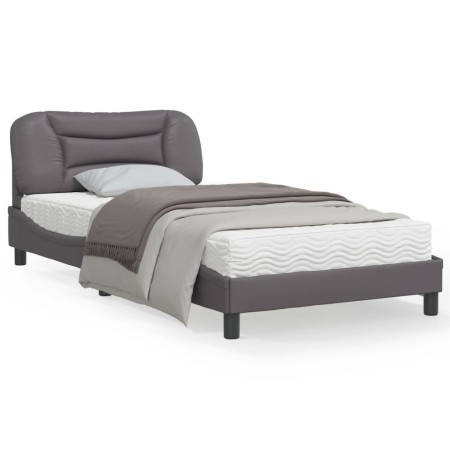 Bettgestell mit Kunstleder-Kopfteil in Grau, 100x200 cm. von vidaXL, Betten und Lattenroste - Ref: Foro24-3207984, Preis: 144...