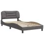 Bed frame with gray synthetic leather headboard 100x200 cm by vidaXL, Beds and slatted bases - Ref: Foro24-3207984, Price: 15...