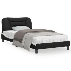 Bed frame with black and white synthetic leather headboard by vidaXL, Beds and slatted bases - Ref: Foro24-3207986, Price: 13...