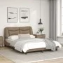 Bed frame with synthetic leather headboard in cappuccino color, 140x190cm. by vidaXL, Beds and slatted bases - Ref: Foro24-32...