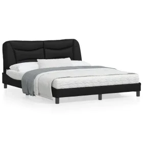 Bed frame with black synthetic leather headboard 160x200cm by vidaXL, Beds and slatted bases - Ref: Foro24-3208009, Price: 25...