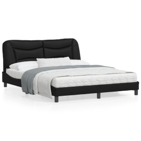 Estructura de cama con cabecero cuero sintético negro 160x200cm de vidaXL, Camas y somieres - Ref: Foro24-3208009, Precio: 25...