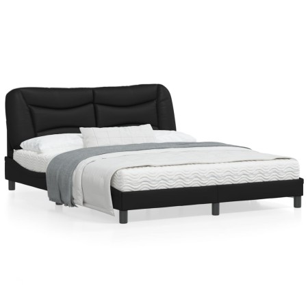 Bettgestell mit Kunstleder-Kopfteil in Schwarz 160x200cm von vidaXL, Betten und Lattenroste - Ref: Foro24-3208009, Preis: 259...