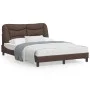 Bed frame with brown synthetic leather headboard 120x200 cm by vidaXL, Beds and slatted bases - Ref: Foro24-3207990, Price: 2...