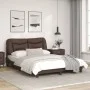 Bed frame with brown synthetic leather headboard 120x200 cm by vidaXL, Beds and slatted bases - Ref: Foro24-3207990, Price: 2...