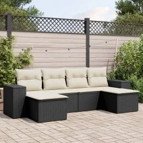 Set de sofás de jardín 6 piezas y cojines ratán sintético negro by vidaXL, Garden sets - Ref: Foro24-3255253, Price: 371,69 €...