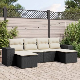 Set de sofás de jardín 6 piezas y cojines ratán sintético negro by vidaXL, Garden sets - Ref: Foro24-3255253, Price: 363,36 €...