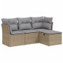 Gartensitzgruppe mit beigen Kissen, 4-teilig, aus PE-Rattan. von vidaXL, Gartensets - Ref: Foro24-3263115, Preis: 240,74 €, R...