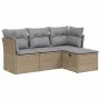 Gartensitzgruppe mit beigen Kissen, 4-teilig, aus PE-Rattan. von vidaXL, Gartensets - Ref: Foro24-3263115, Preis: 238,13 €, R...