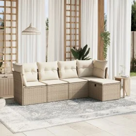 Juego de sofás jardín con cojines 5 pzas ratán sintético beige by vidaXL, Garden sets - Ref: Foro24-3263134, Price: 335,45 €,...