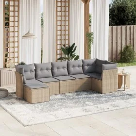 Juego de sofás jardín con cojines beige mezcla 7 pzas ratán PE by vidaXL, Garden sets - Ref: Foro24-3263195, Price: 418,96 €,...