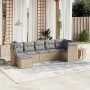 Juego de sofás jardín con cojines beige mezcla 7 pzas ratán PE by vidaXL, Garden sets - Ref: Foro24-3263195, Price: 418,96 €,...