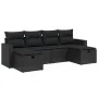 6-teiliges Gartensofa-Set und Kissen aus schwarzem Kunststoff-Rattan. von vidaXL, Gartensets - Ref: Foro24-3263541, Preis: 36...
