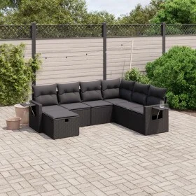 Set de comedor de jardín 7 pzas y cojines ratán sintético negro by vidaXL, Garden sets - Ref: Foro24-3263831, Price: 482,20 €...