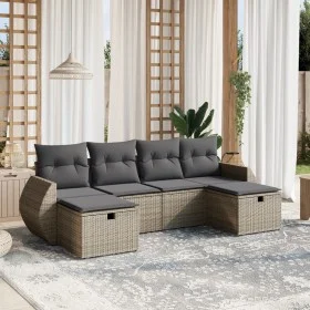 Gartenmöbel-Set, 6-teilig, mit grauen Polstern aus synthetischem Rattan. von vidaXL, Gartensets - Ref: Foro24-3264166, Preis:...