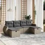 Gartenmöbel-Set, 6-teilig, mit grauen Polstern aus synthetischem Rattan. von vidaXL, Gartensets - Ref: Foro24-3264166, Preis:...