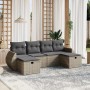 Gartenmöbel-Set, 6-teilig, mit grauen Polstern aus synthetischem Rattan. von vidaXL, Gartensets - Ref: Foro24-3264166, Preis:...