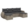 Set de muebles de jardín 6 pzas y cojines ratán sintético gris