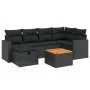 Set de comedor de jardín 7 pzas y cojines ratán sintético negro by vidaXL, Garden sets - Ref: Foro24-3264835, Price: 423,29 €...