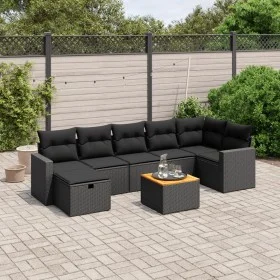 Set de sofás de jardín 8 piezas y cojines ratán sintético negro by vidaXL, Garden sets - Ref: Foro24-3264842, Price: 496,43 €...