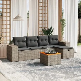 Gartenmöbel-Set, 6-teilig, mit grauen Polstern aus synthetischem Rattan. von vidaXL, Gartensets - Ref: Foro24-3265169, Preis:...