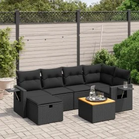 Garten-Essgruppe 7-teilig mit schwarzen Polstern aus synthetischem Rattan. von vidaXL, Gartensets - Ref: Foro24-3264947, Prei...