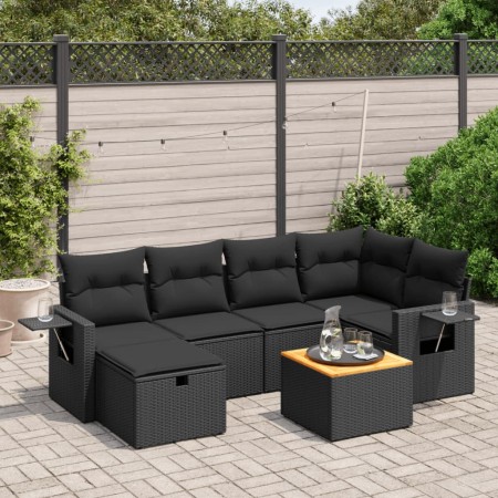 Garten-Essgruppe 7-teilig mit schwarzen Polstern aus synthetischem Rattan. von vidaXL, Gartensets - Ref: Foro24-3264947, Prei...