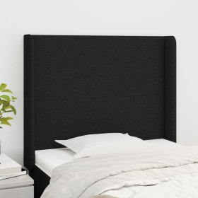 Cabecero con orejas de tela negro 103x16x118/128 cm en Cabeceros y pies de cama | Comprar online en Foro24
