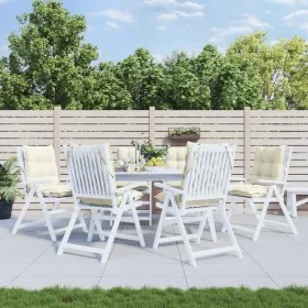 Kissen für Stühle mit niedriger Rückenlehne, 6 Stück, aus cremefarbenem Oxford-Stoff. von vidaXL, Kissen für Stühle und Sofas...