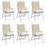 Cojines para silla con respaldo bajo 6 uds tela Oxford crema by vidaXL, Cushions for chairs and sofas - Ref: Foro24-377679, P...