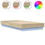 Bettgestell mit LED-Lichtern Eiche Sonoma 75x190 cm von vidaXL, Betten und Lattenroste - Ref: Foro24-839548, Preis: 97,93 €, ...