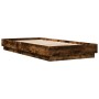 Bed frame with smoked oak LED lights 100x200 cm by vidaXL, Beds and slatted bases - Ref: Foro24-839508, Price: 103,52 €, Disc...