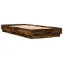 Bed frame with smoked oak LED lights 100x200 cm by vidaXL, Beds and slatted bases - Ref: Foro24-839508, Price: 101,79 €, Disc...