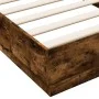 Bed frame with smoked oak LED lights 100x200 cm by vidaXL, Beds and slatted bases - Ref: Foro24-839508, Price: 101,79 €, Disc...